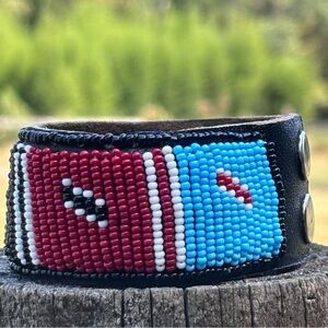 Gorgeous African Maasai Beaded Leather Cuff Bracelet!